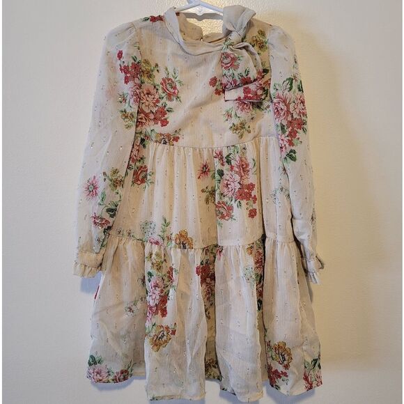 Zara Floral Kids Dress in Cream and Pink - Picture 1 of 5